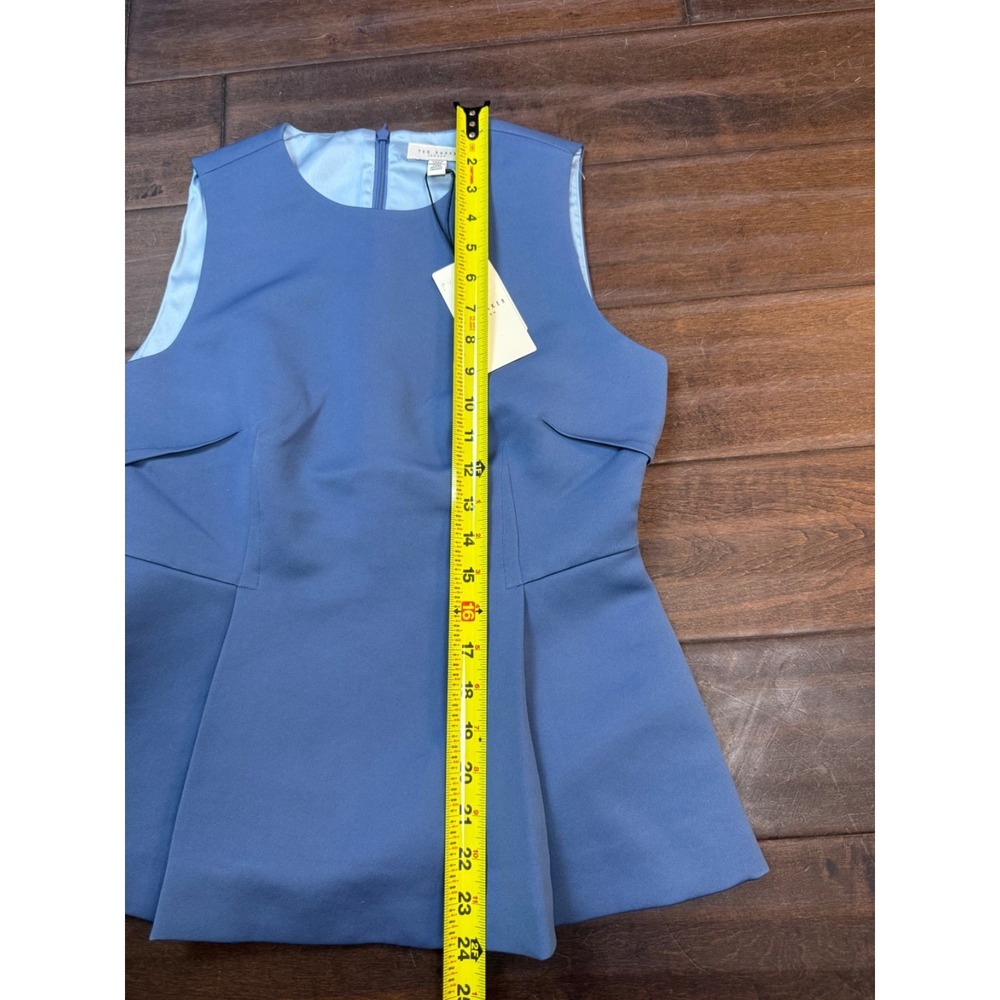 NWT Ted Baker Peplum Top Sleeveless Blouse Work | Light Blue | Size US 6 Ted 2 - Picture 9 of 9